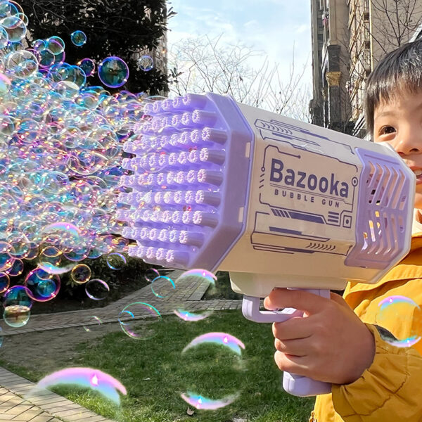 Bubble Gun Rocket 69 Holes Soap Bubbles Machine Gun Shape Automatic Blower With Light Toys For Kids Pomperos - Image 8