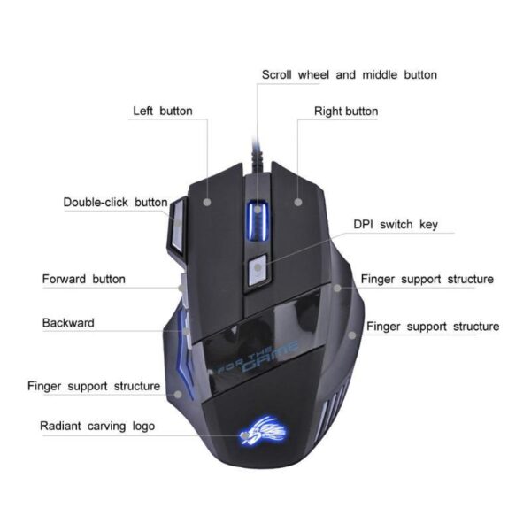 Wired Gaming Mouse 5500DPI 7-Color LED Backlight Optical Mouse Gamer USB 7 Buttons PC Gamer Computer Laptop Desktop Mice - Image 6