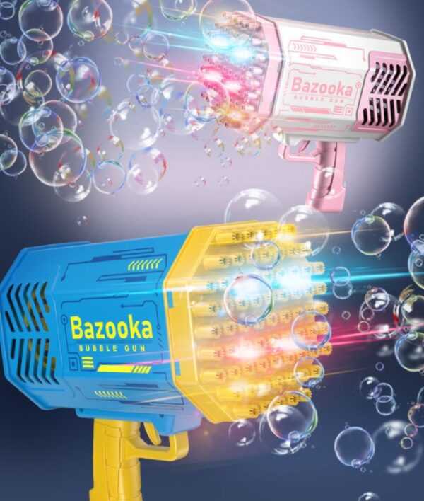 Bubble Gun Rocket 69 Holes Soap Bubbles Machine Gun Shape Automatic Blower With Light Toys For Kids Pomperos - Image 6